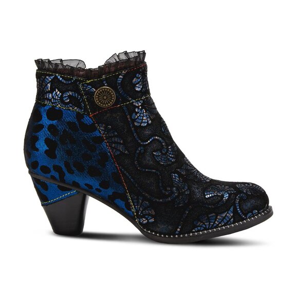 L'Artiste by Spring Step Womens Dessa Leather Ankle Bootie -- Navy Multi, 35M - Picture 4 of 7